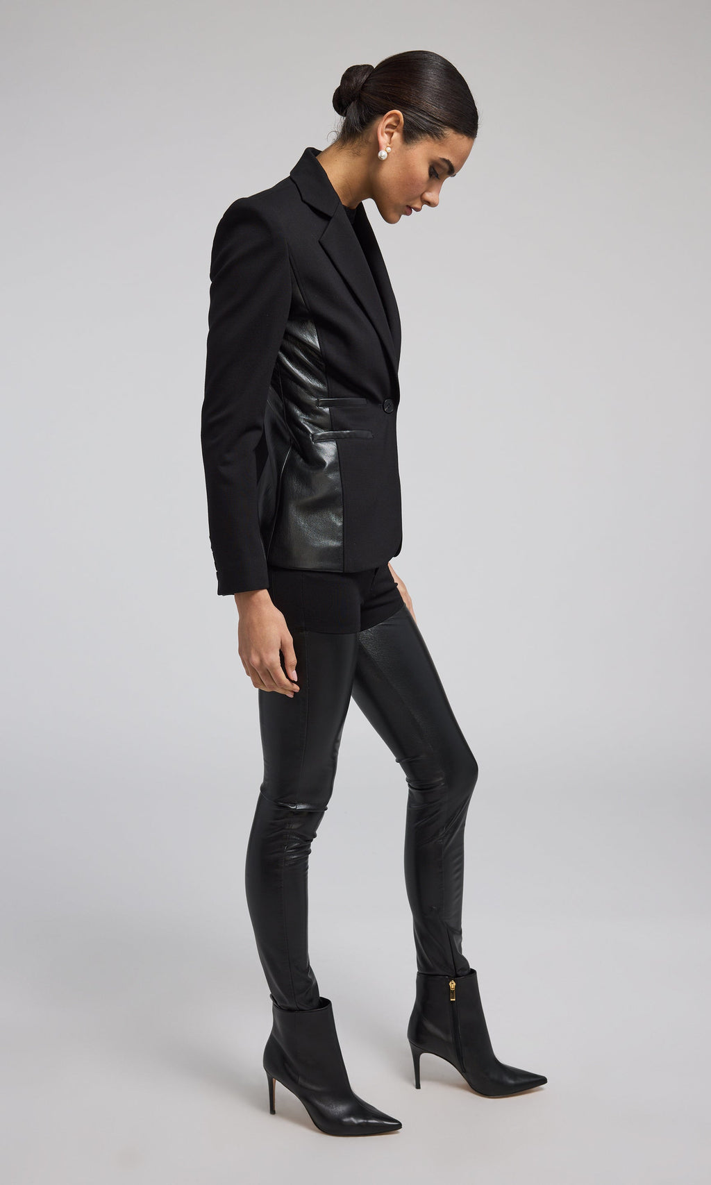 Gayle Vegan Leather Combo Blazer