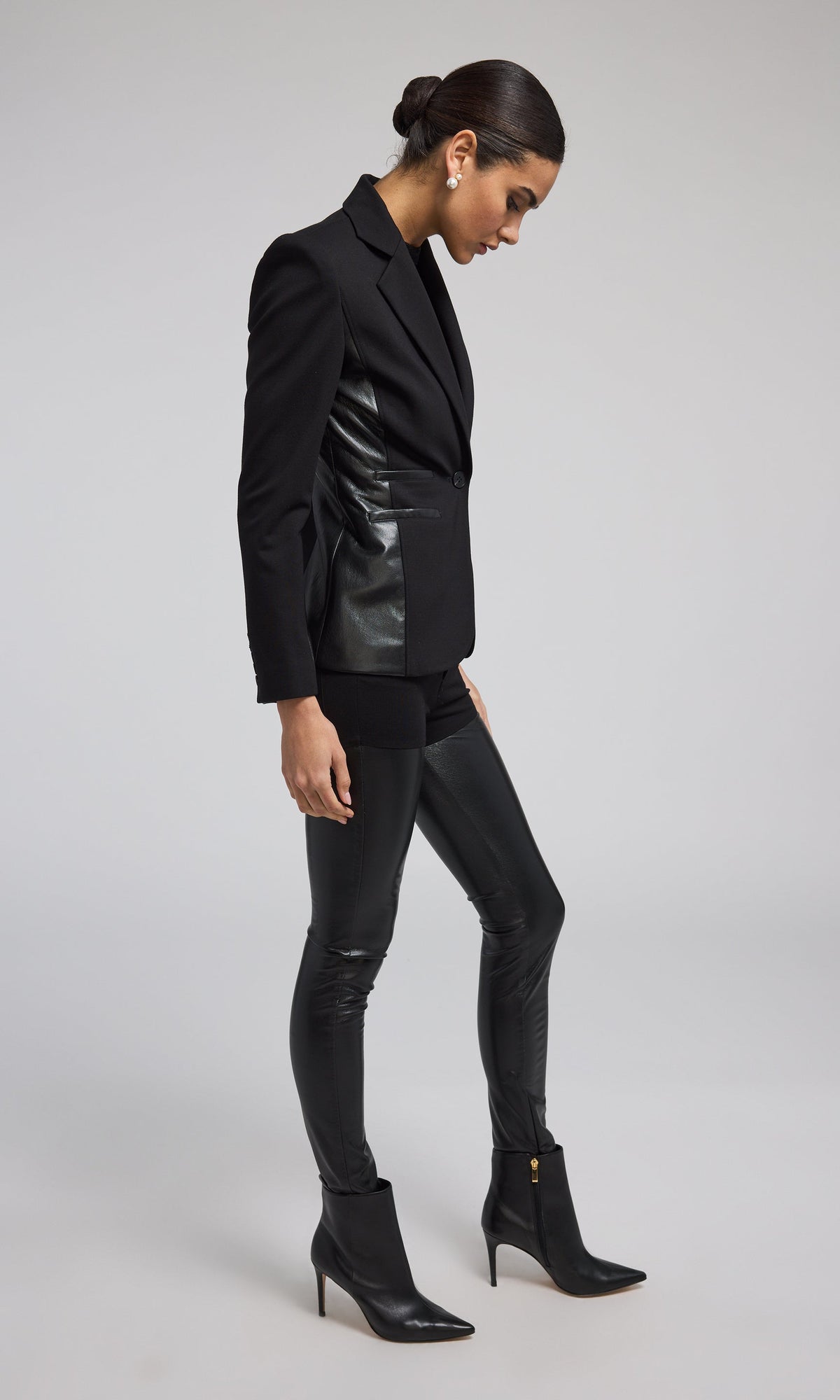 Gayle Vegan Leather Combo Blazer