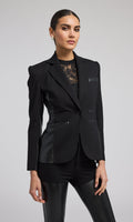 Gayle Vegan Leather Combo Blazer