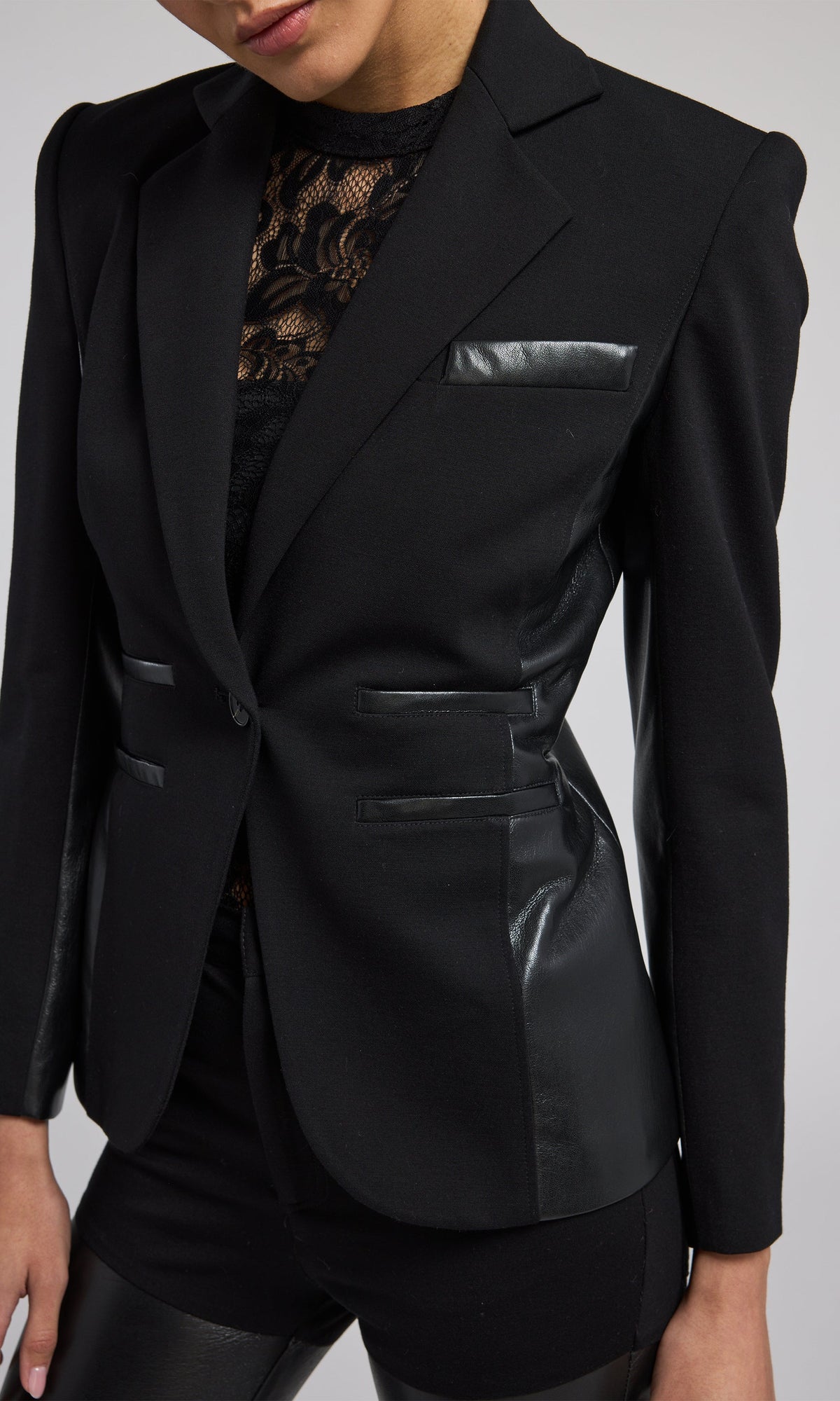 Gayle Vegan Leather Combo Blazer