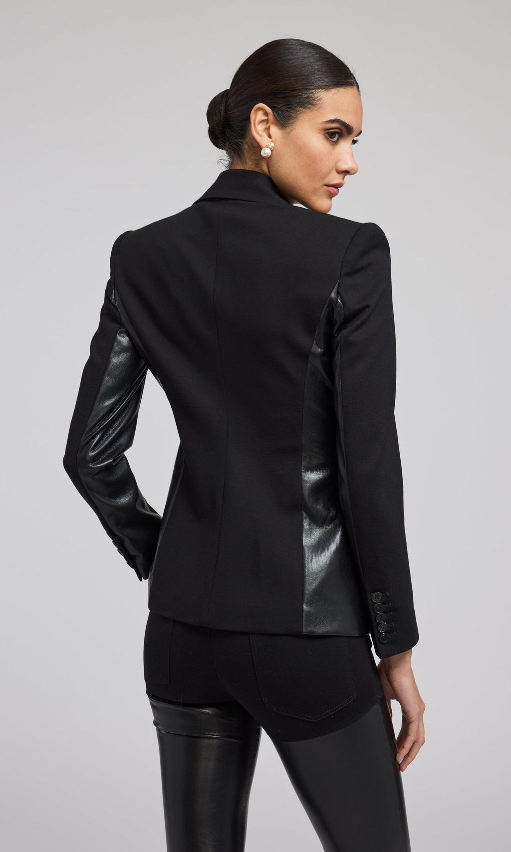 Gayle Vegan Leather Combo Blazer