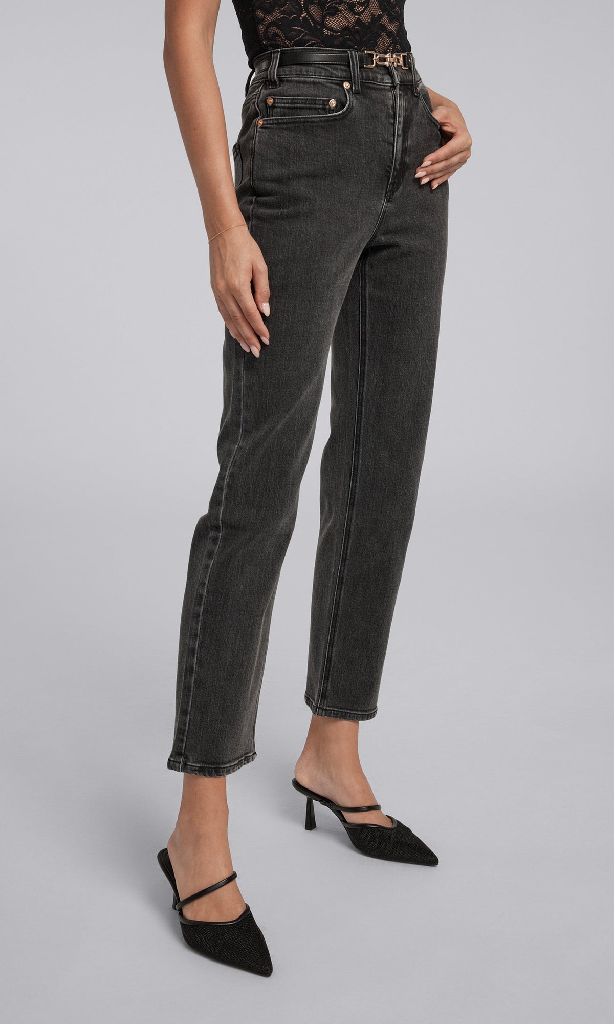 Emmett Denim Pants With Vegan Leather Belt