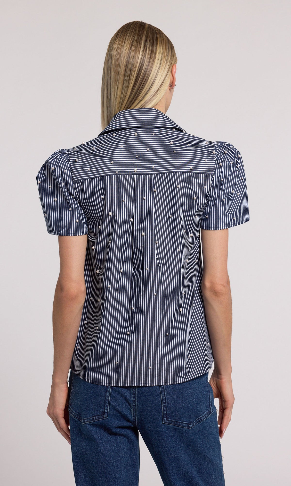 Murphy Pearl Embellished Pinstripe Shirt