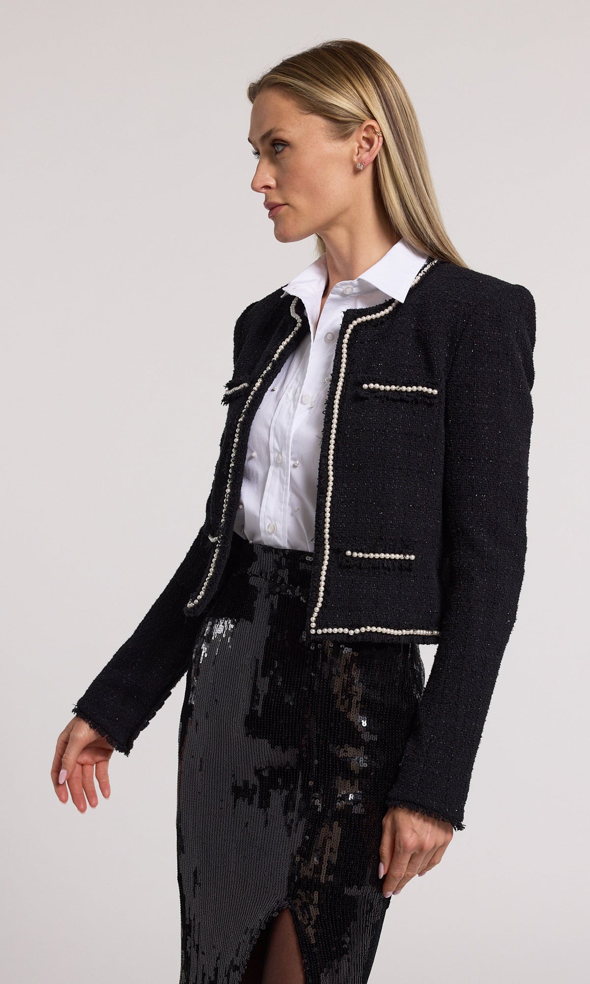 Serena Pearl Tweed Blazer