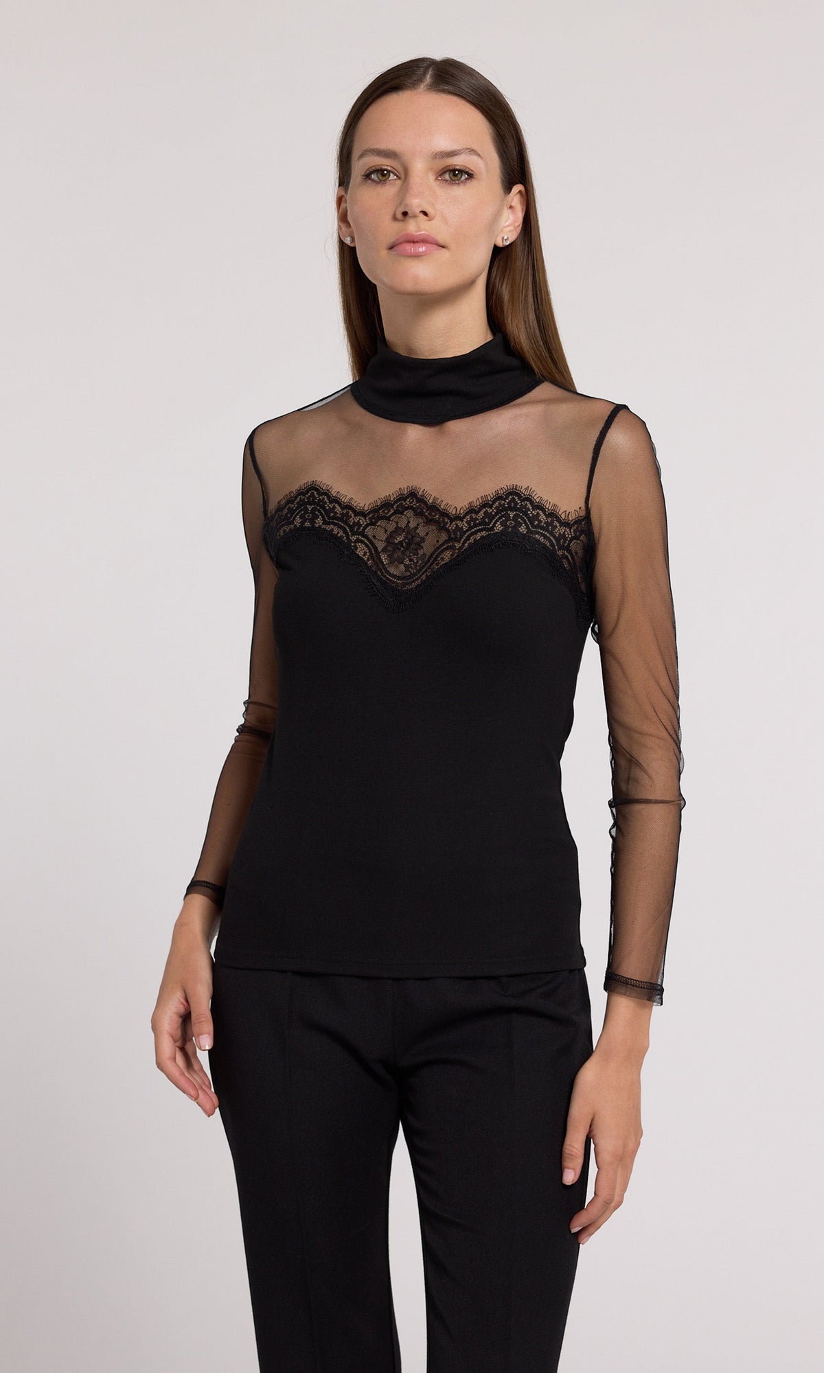 Brigitte Lace Combo Jersey Top