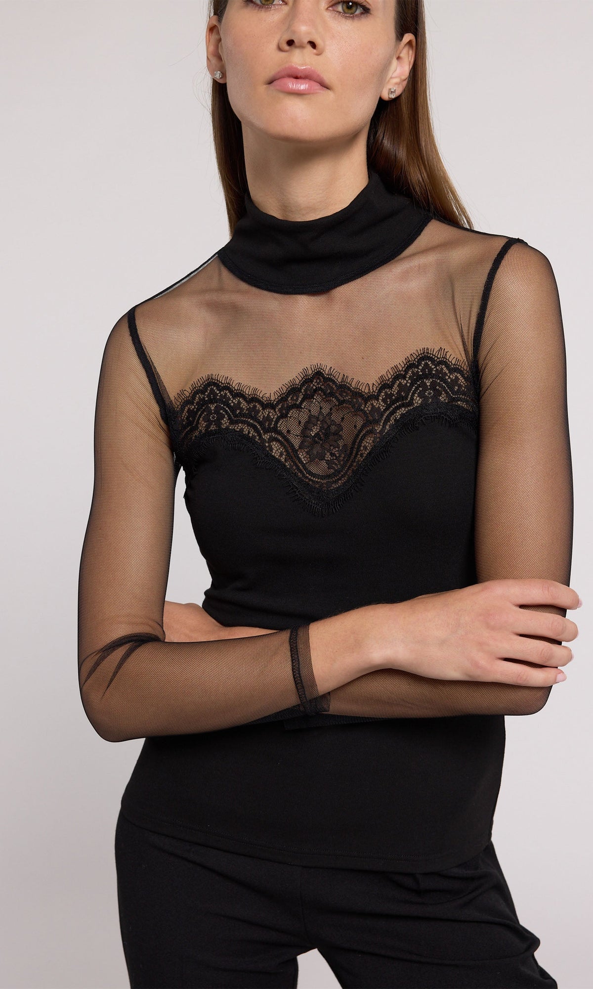 Brigitte Lace Combo Jersey Top