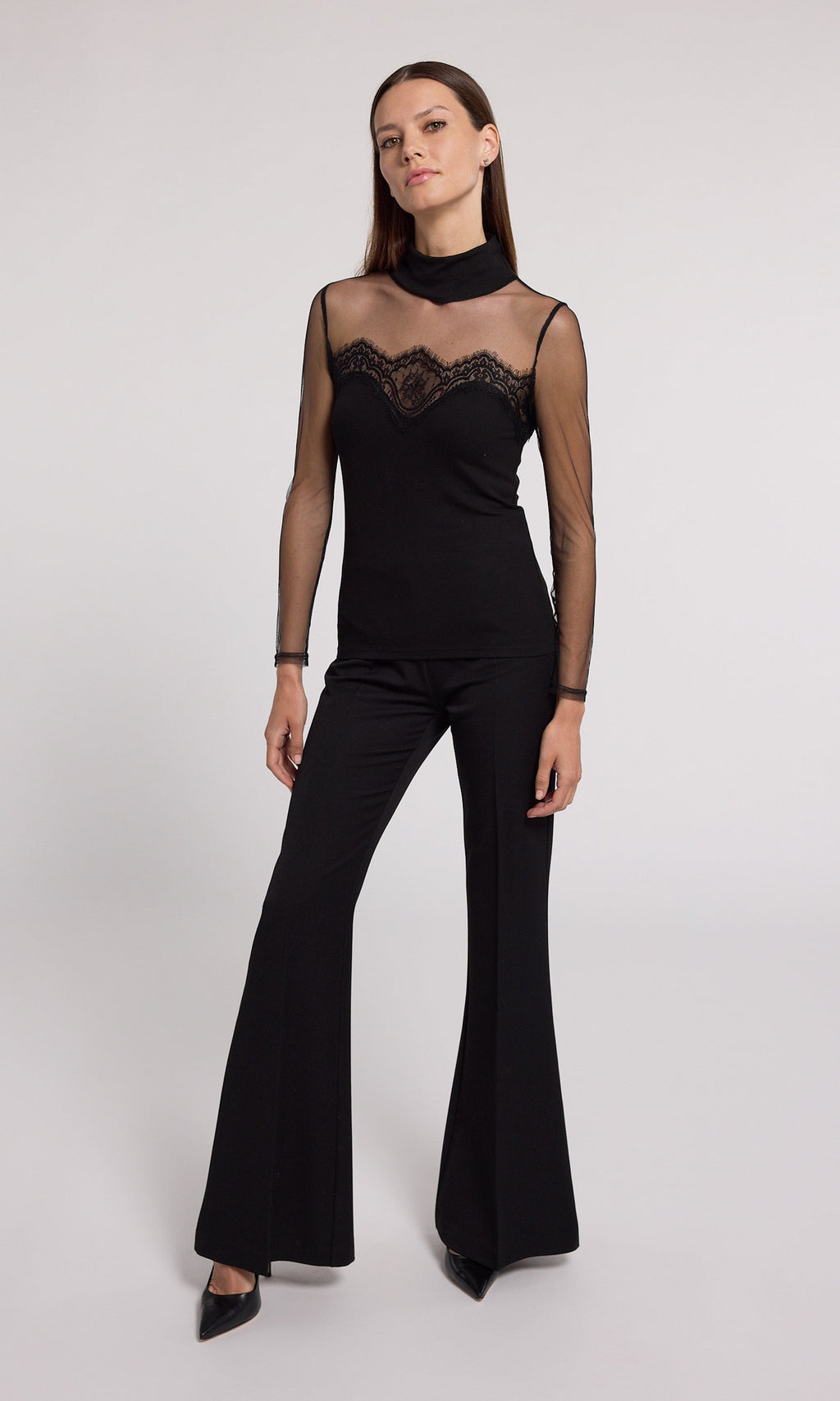 Brigitte Lace Combo Jersey Top