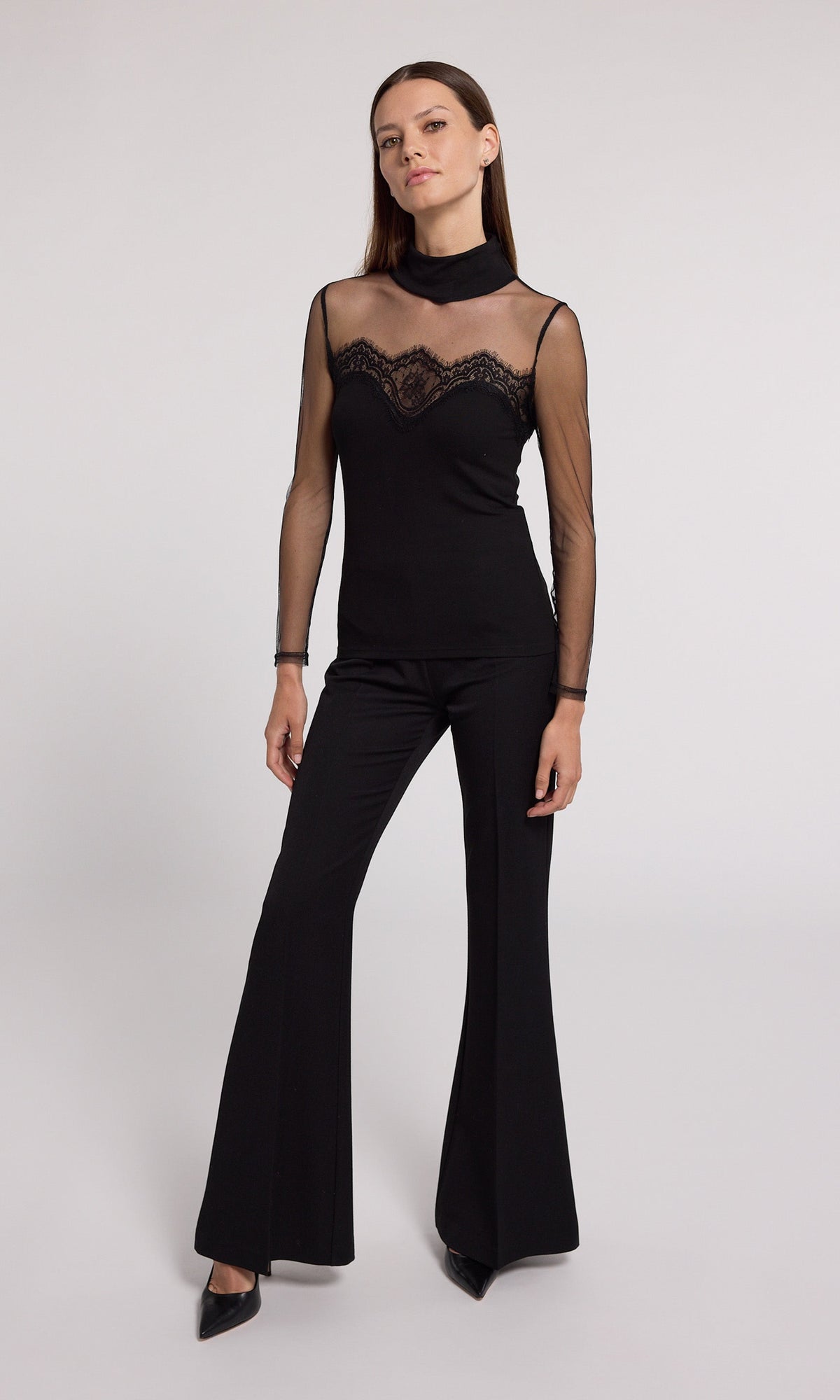 Brigitte Lace Combo Jersey Top