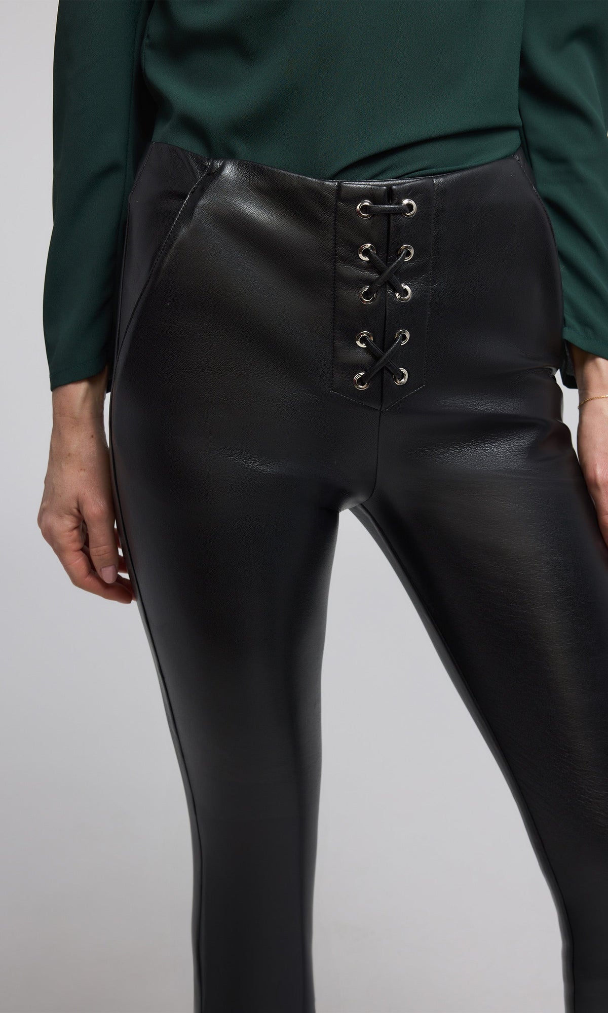 RYDER VEGAN LEATHER LACE-UP LEGGING