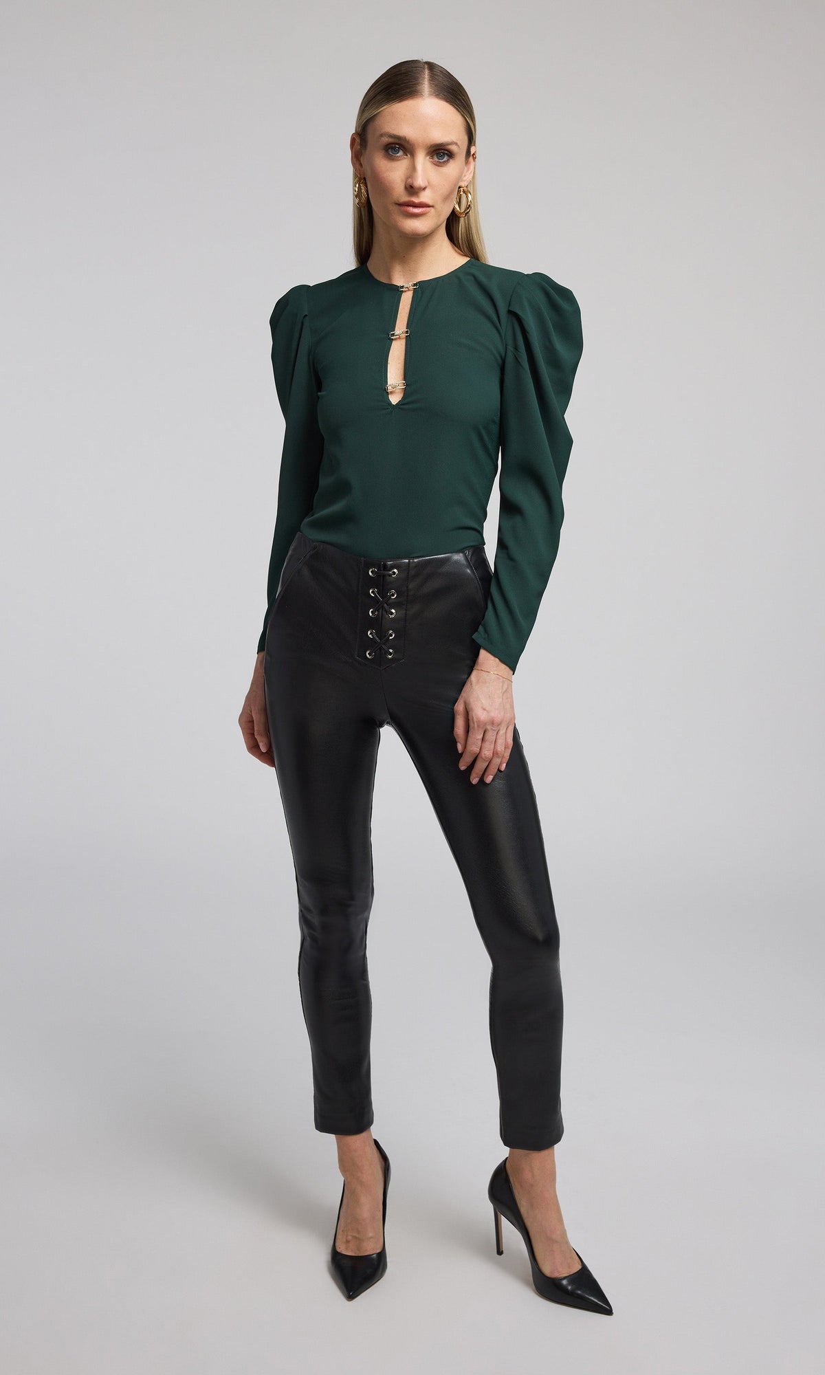 RYDER VEGAN LEATHER LACE-UP LEGGING