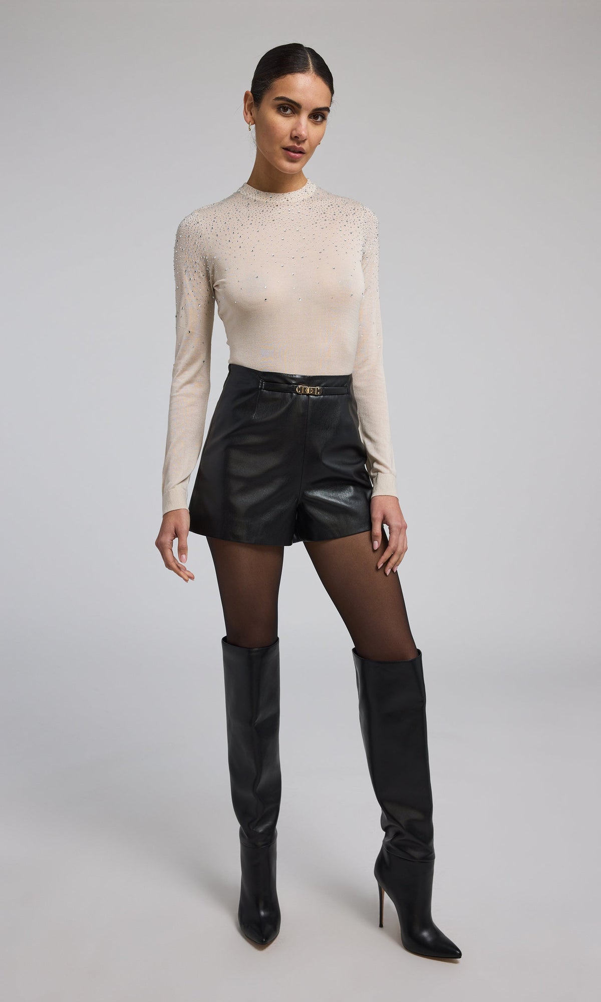 Danny Belted Vegan Leather Shorts