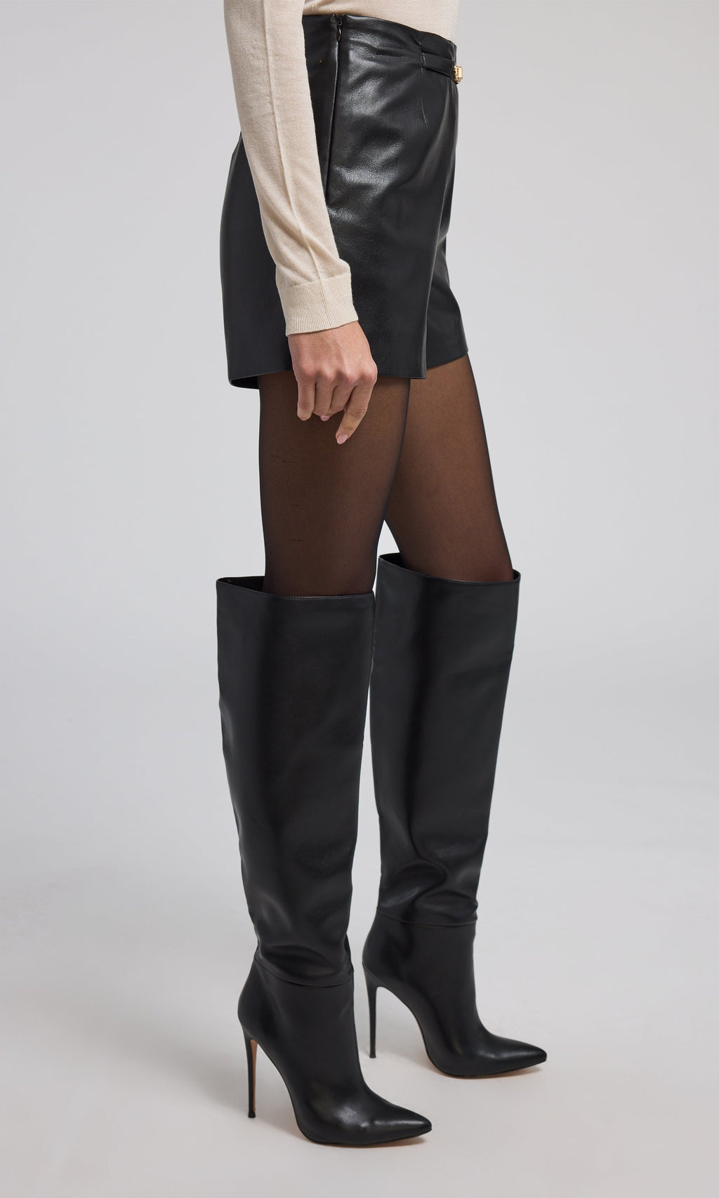 Danny Belted Vegan Leather Shorts