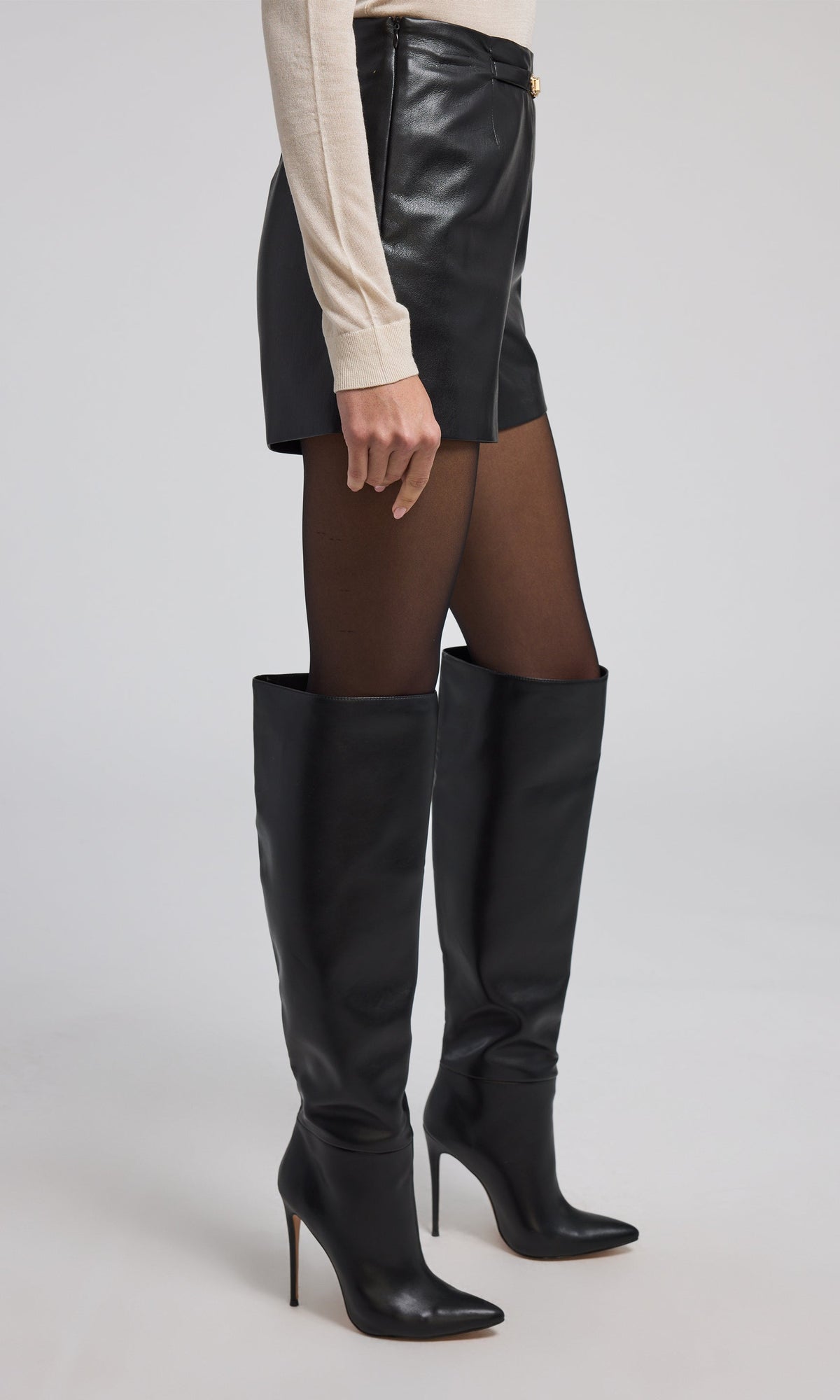 Danny Belted Vegan Leather Shorts