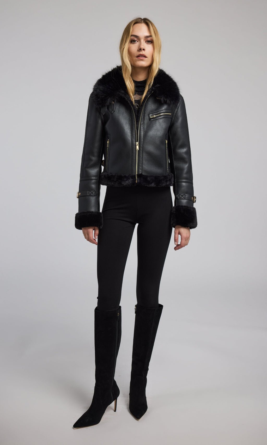 Jude Vegan Fur Shearling Combo Jacket
