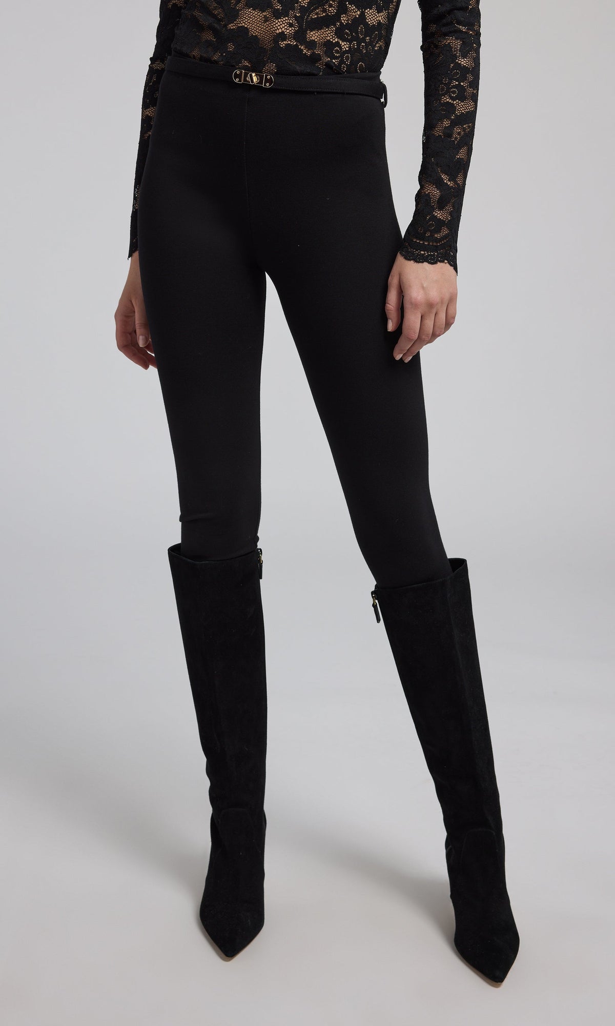 Lennon Turn-Lock Belted Ponte Legging