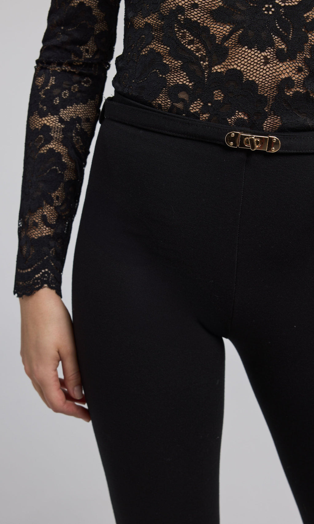 Lennon Turn-Lock Belted Ponte Legging