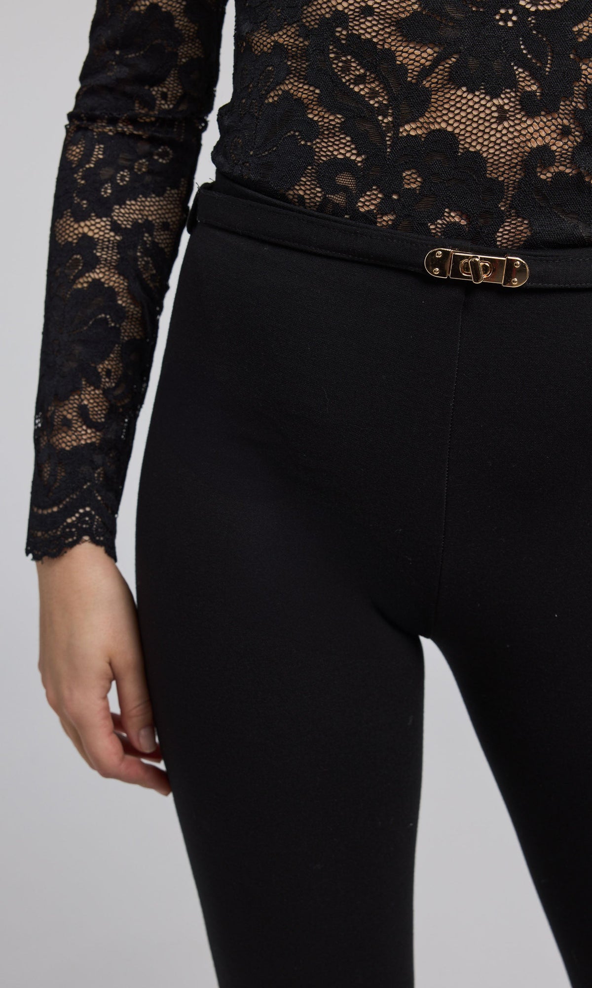 Lennon Turn-Lock Belted Ponte Legging