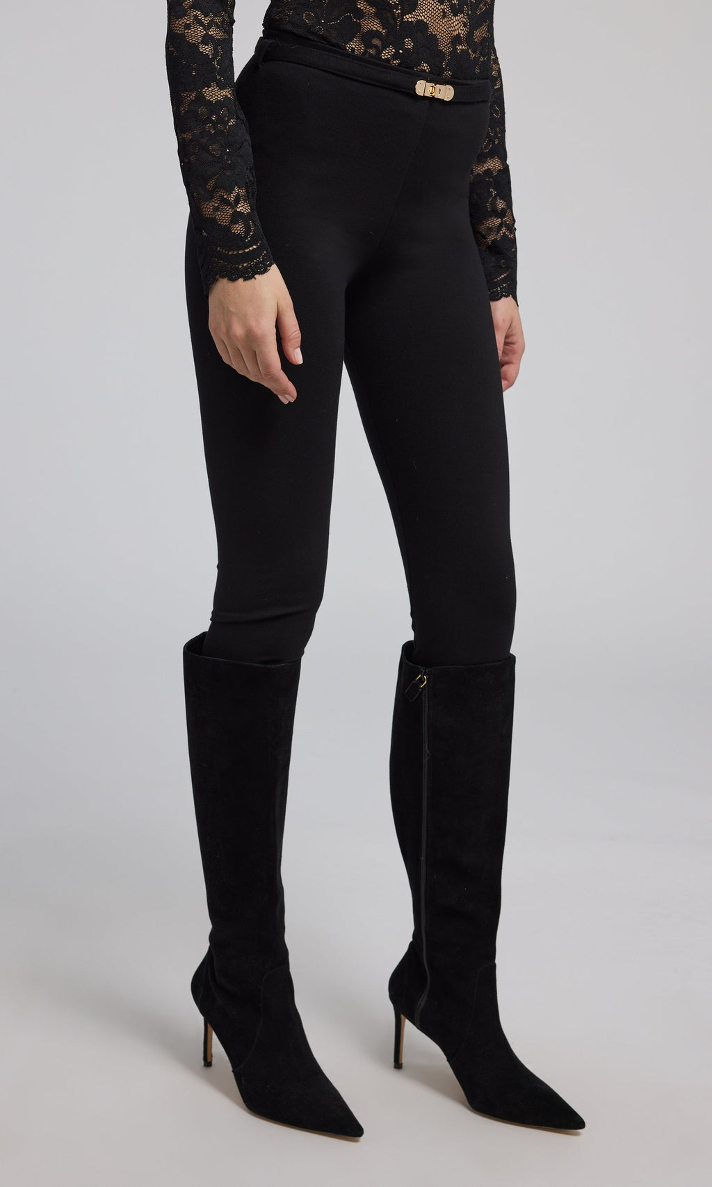 Lennon Turn-Lock Belted Ponte Legging