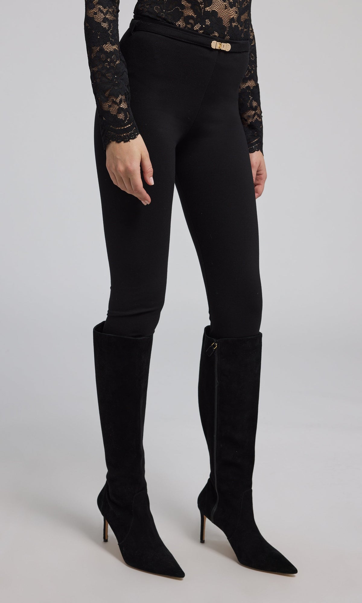 Lennon Turn-Lock Belted Ponte Legging