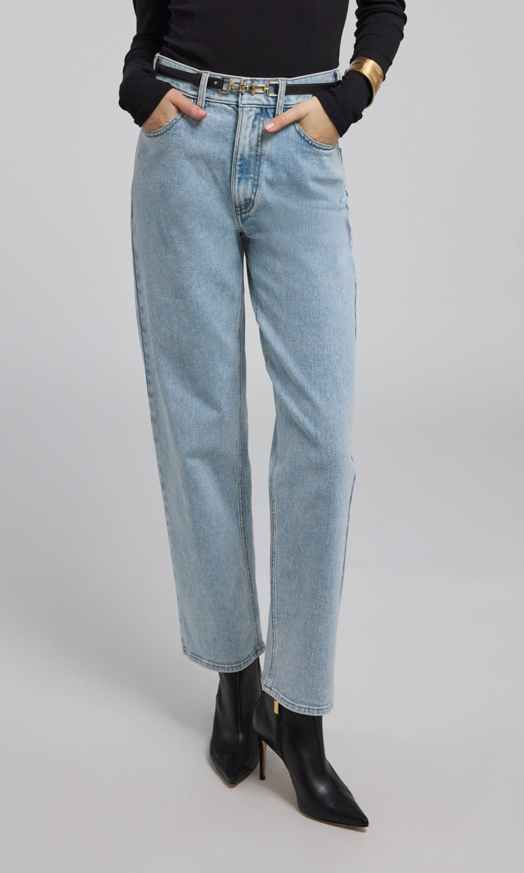 Emmett Denim Pants With Vegan Leather Belt
