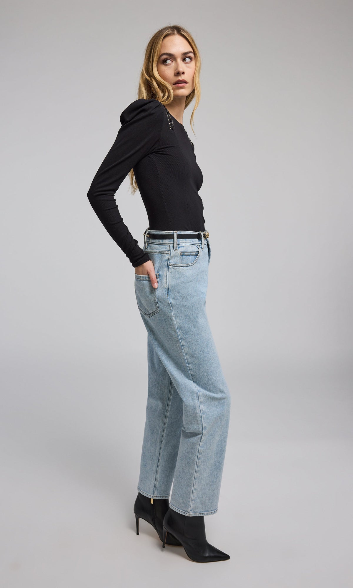 Emmett Denim Pants With Vegan Leather Belt
