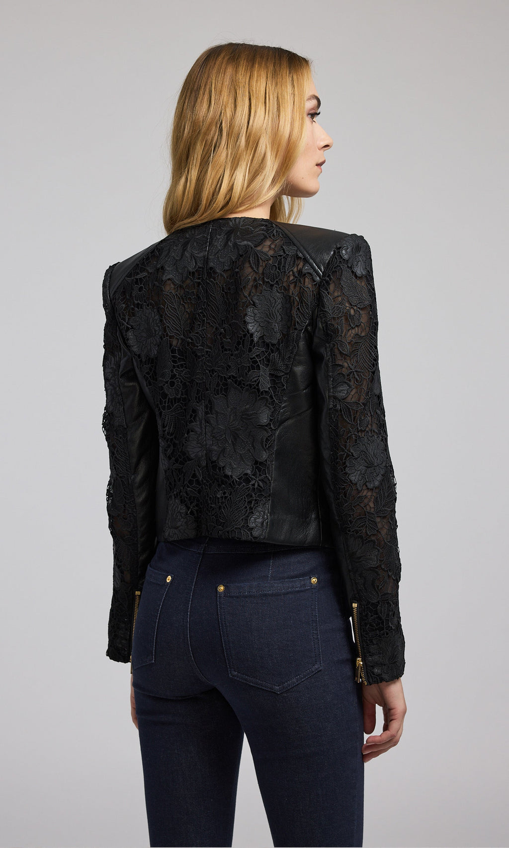 Dalma Vegan Leather Guipure Jacket