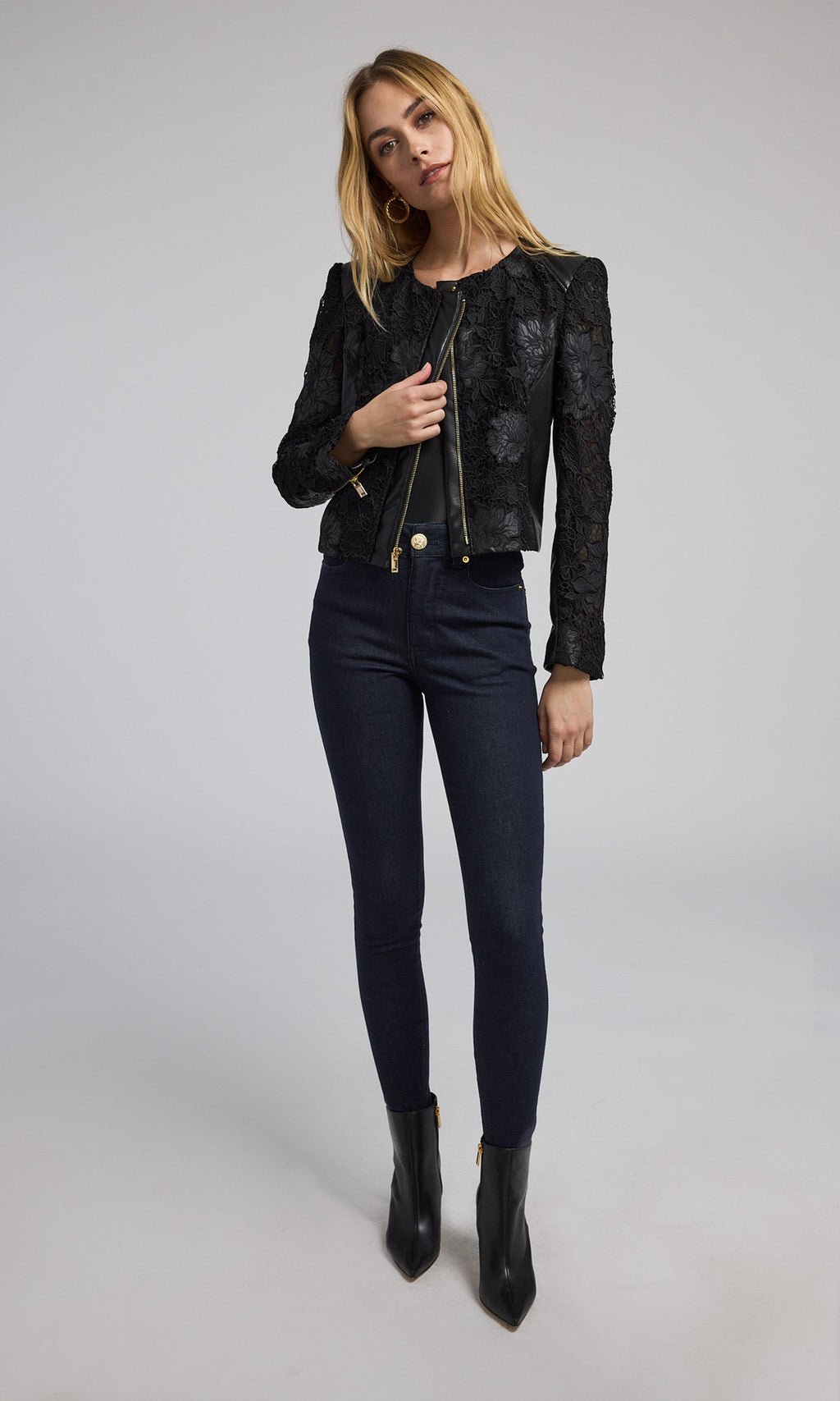 Dalma Vegan Leather Guipure Jacket